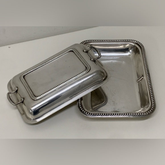 Antique Wallace EPNS Silver Plated Gadrooned Lidded Handled Serving Dish England - Picture 6 of 16